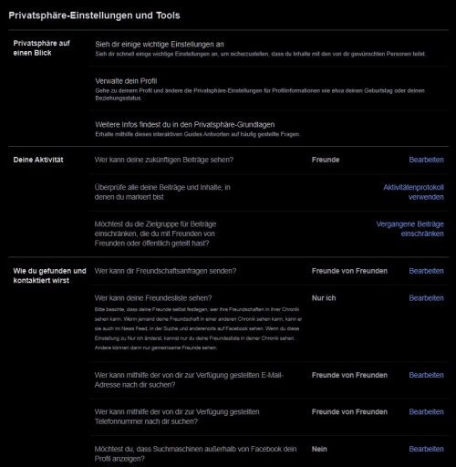 Facebook Privatsphäreeinstellungen überprüfen