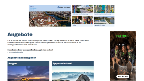 Startseite Übersicht der Angebote