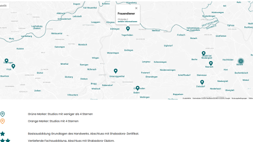 Studiofinder Kartenansicht geöffnet